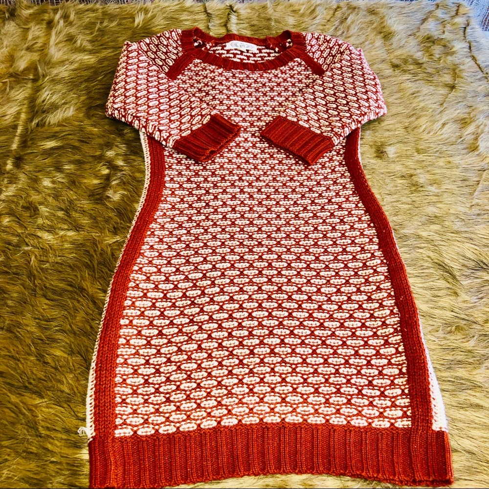 Pink Rose Brand Copper & Cream Sweater Dress